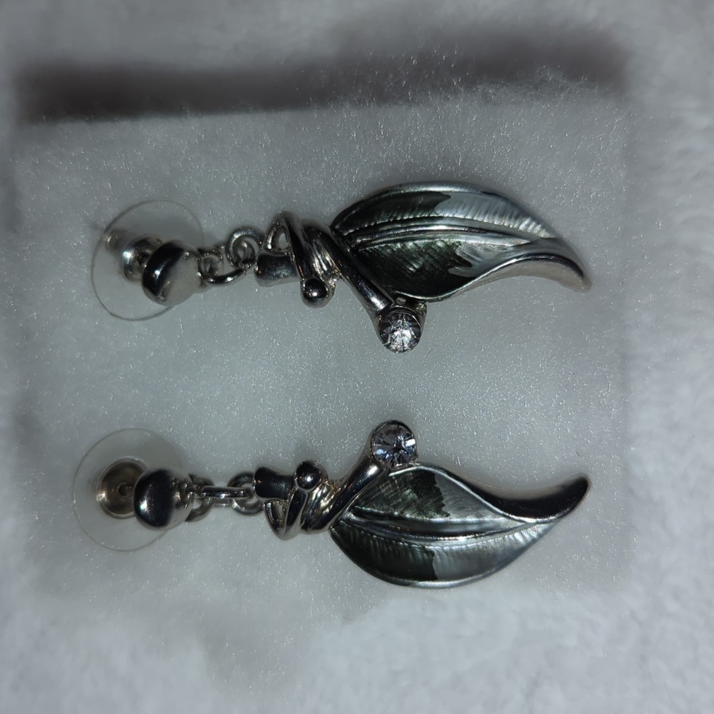 Feather earrings CZ stones